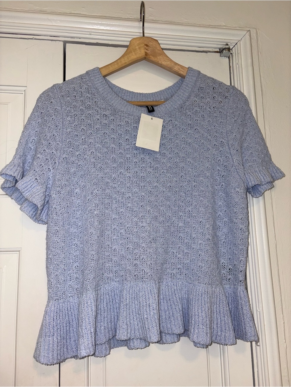 H&M Light Blue Ruffle Hem Knit Top - Picture 2 of 6